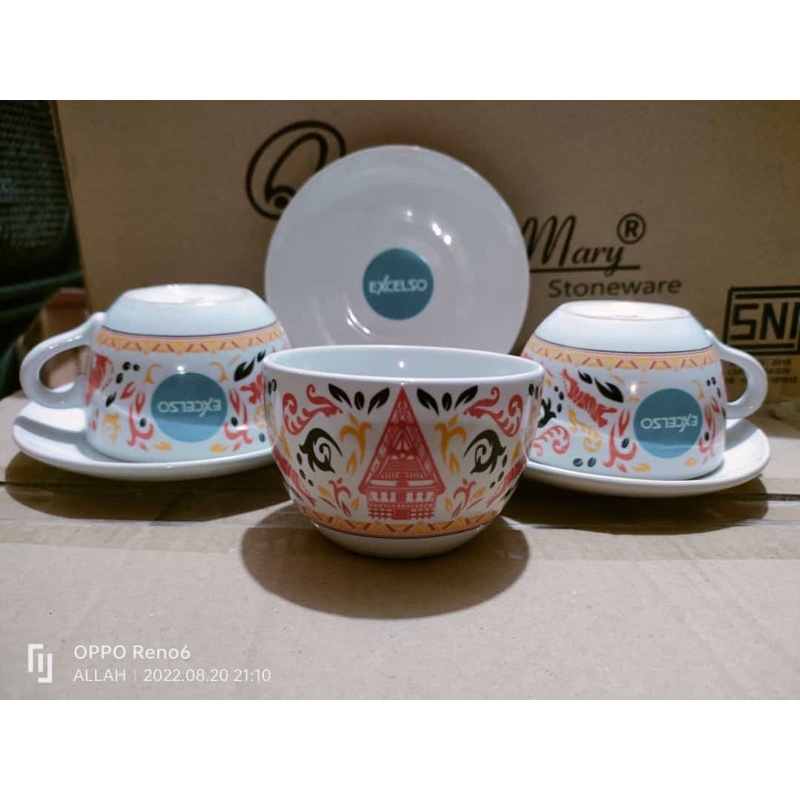 cangkir set Excelso / gelas excelso / mug excelso (free packing buble wrap)