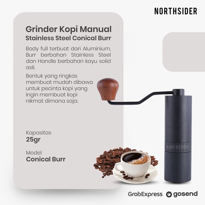 Hand Coffee Grinder Kopi Manual Metal Body Stainless Steel Burr Js-G2