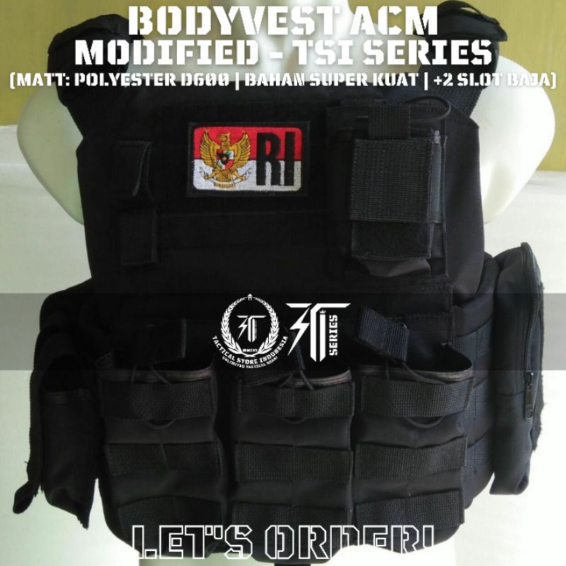 Body Vest SPC Modified - Bodyvest Tactical Hitam Hijau Loreng TSI Series