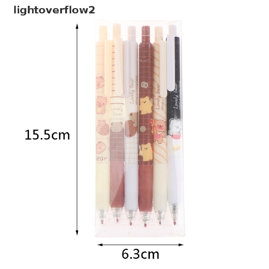 (lightoverflow2) 6pcs / Lot Pulpen Gel 0.5mm Tinta Hitam Motif Kartun Lucu