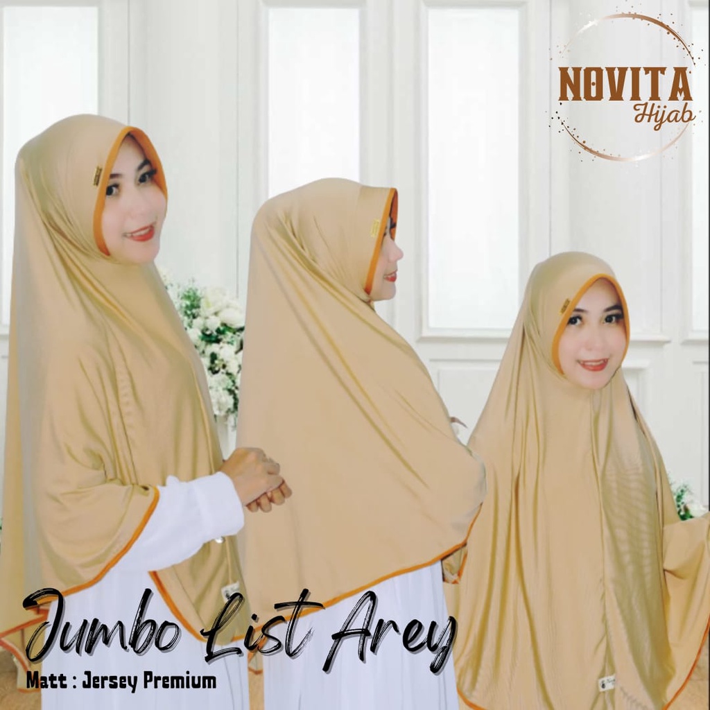 HIJAB JUMBO LIST AREY |hijab jumbo|hijab jumbo bahan jersey By:Novita_hijab_collection