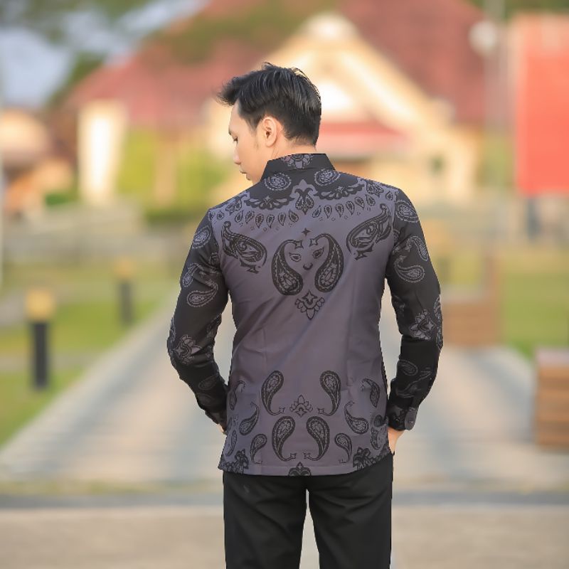 BATIK BOLO DEWO Motif Elyo Hem Atasan Kemeja Baju Batik Pria lengan Panjang