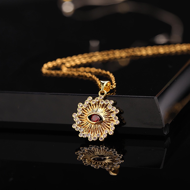 Kalung Liontin Mata Iblis Aksen zircon Warna-Warni Gaya Eropa Dan Amerika