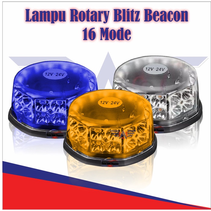 Lampu Rotary Blitz Beacon 16 Mode - Orange