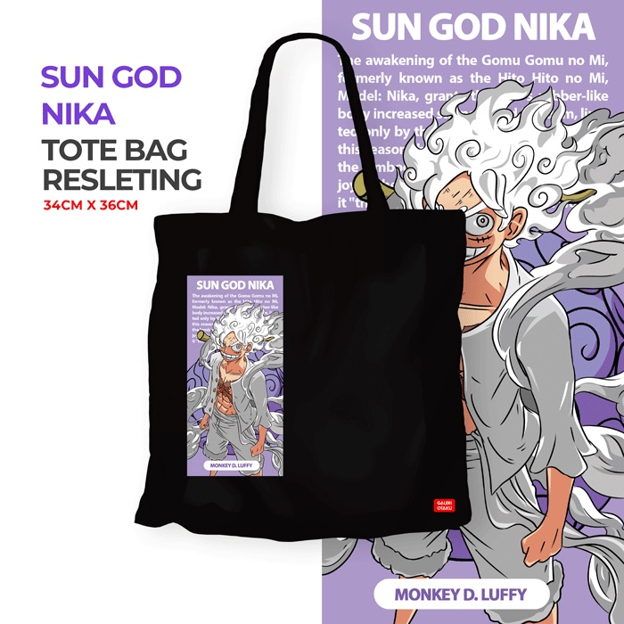 (TERMURAH) Tote Bag Kanvas Anime One piece Monkey D. Luffy Gear 4 / SUN GOD NIKA GEAR 5 / Merchandise Anime / Tote Bag Resleting