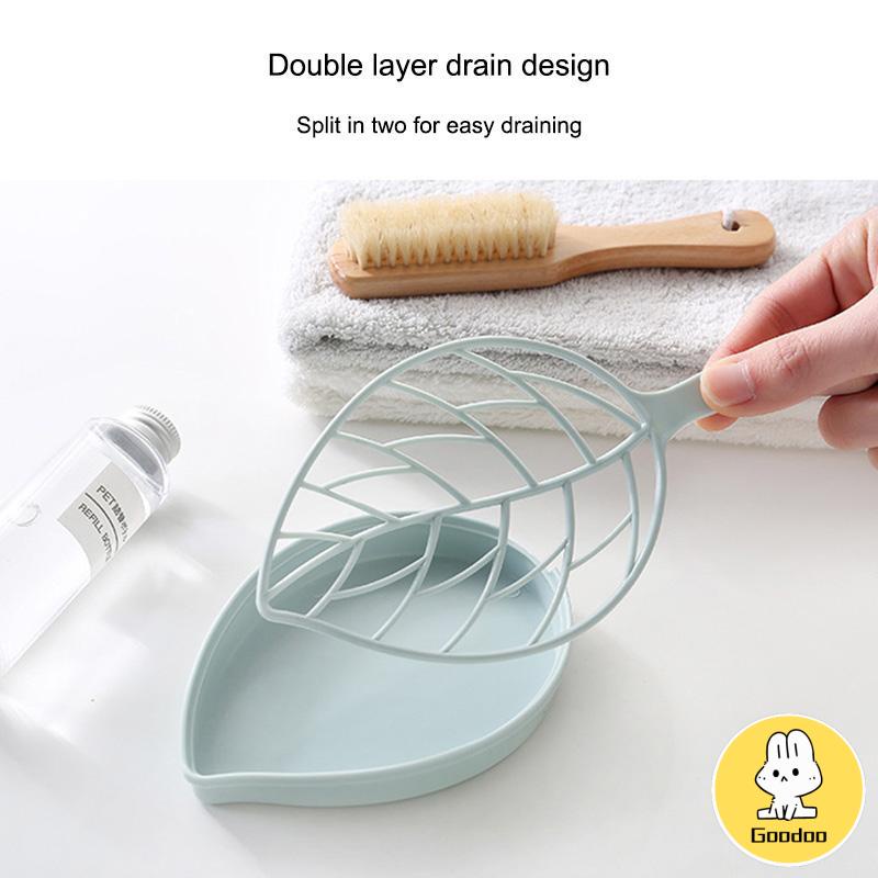 Kotak Sabun Daun Kreatif Kamar Mandi Gratis Punch Suction Cup Toilet Drain Soap Rack -Doo