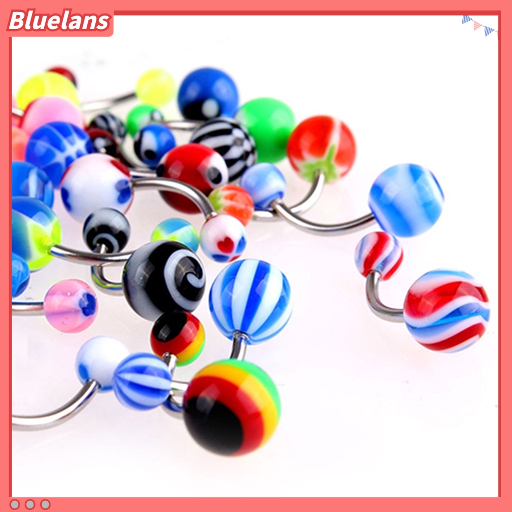 Bluelans 30Pcs Navel Rings Sexy Decoration Acrylic Colorful Barbell Body Piercing Belly Buttons