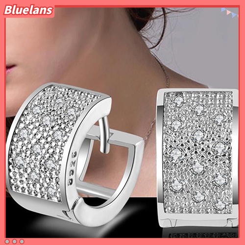 Anting Stud Hoop Kristal Bahan 925 Sterling Silver Untuk Wanita