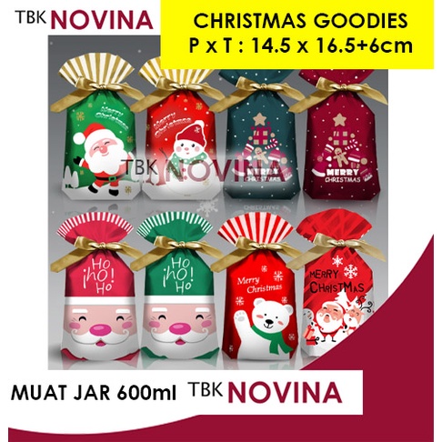 GOODIE BAG NATAL/ KANTONG GOODIE CANDY COOKIES JAR CHRISTMAS / PLASTIK ROTI XMAS