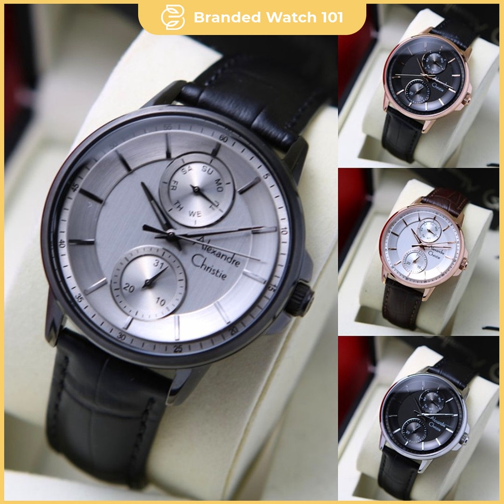 ORIGINAL Jam Tangan Pria Alexandre Christie Leather AC 6576 / AC6576 / 6576 Garansi Resmi 1 Tahun.