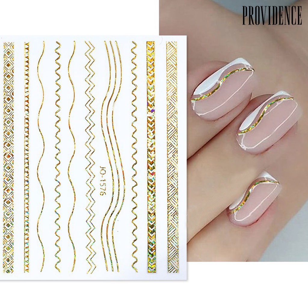 Providence Stiker Kuku Ultra Tipis Motif Garis Asimetris Untuk Nail Art / Manicure / Salon