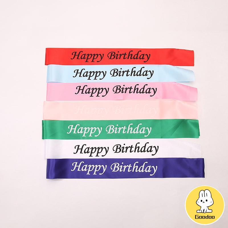 Selempang Sash Happy Dekorasi Ulang Tahun Korea Birthday Satin Sash Pesta Ulang Tahun Aksesori Dekorasi Pesta untuk Anak Perempuan Anak Laki-laki -Doo