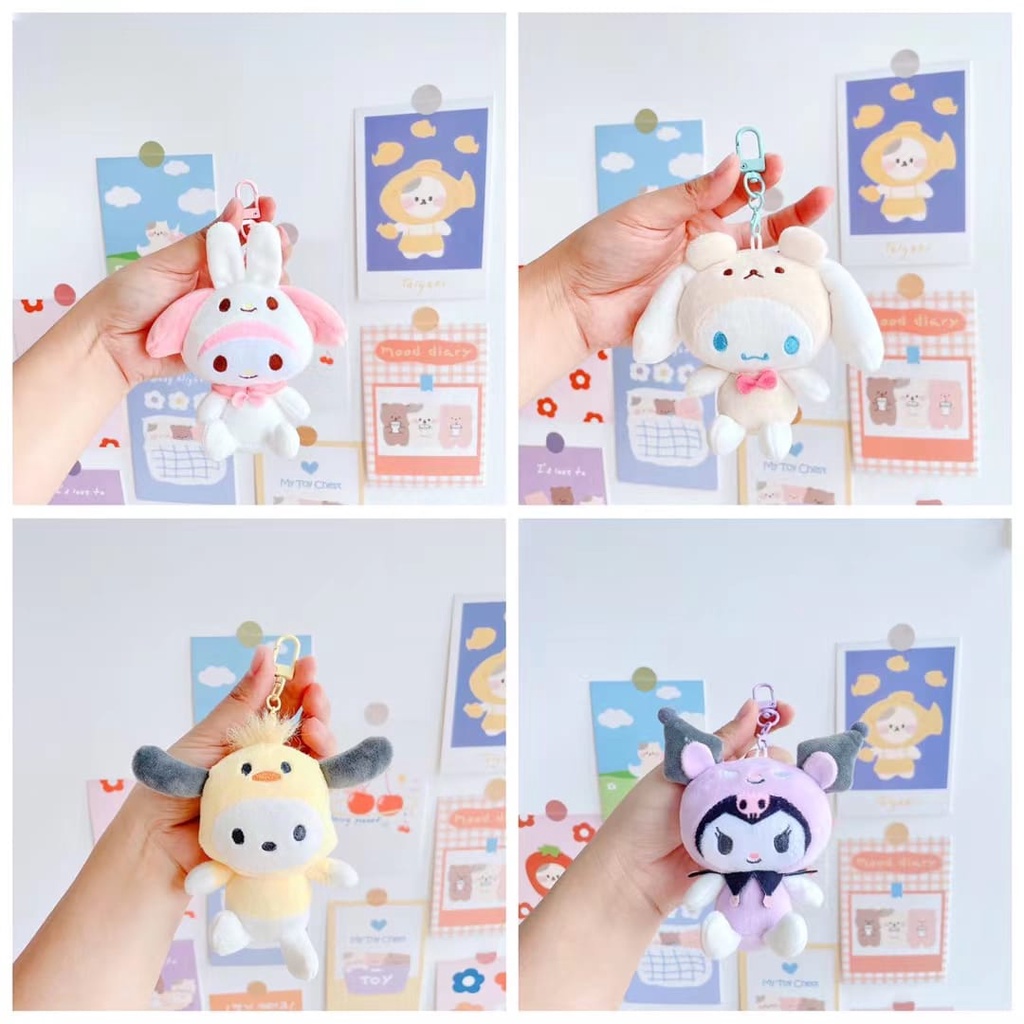 Gantungan Kunci Boneka Sanrio Hodie Animals Boneka My Melody Kuromi Pachasso Bahan Plush Untuk Dekorasi Tas