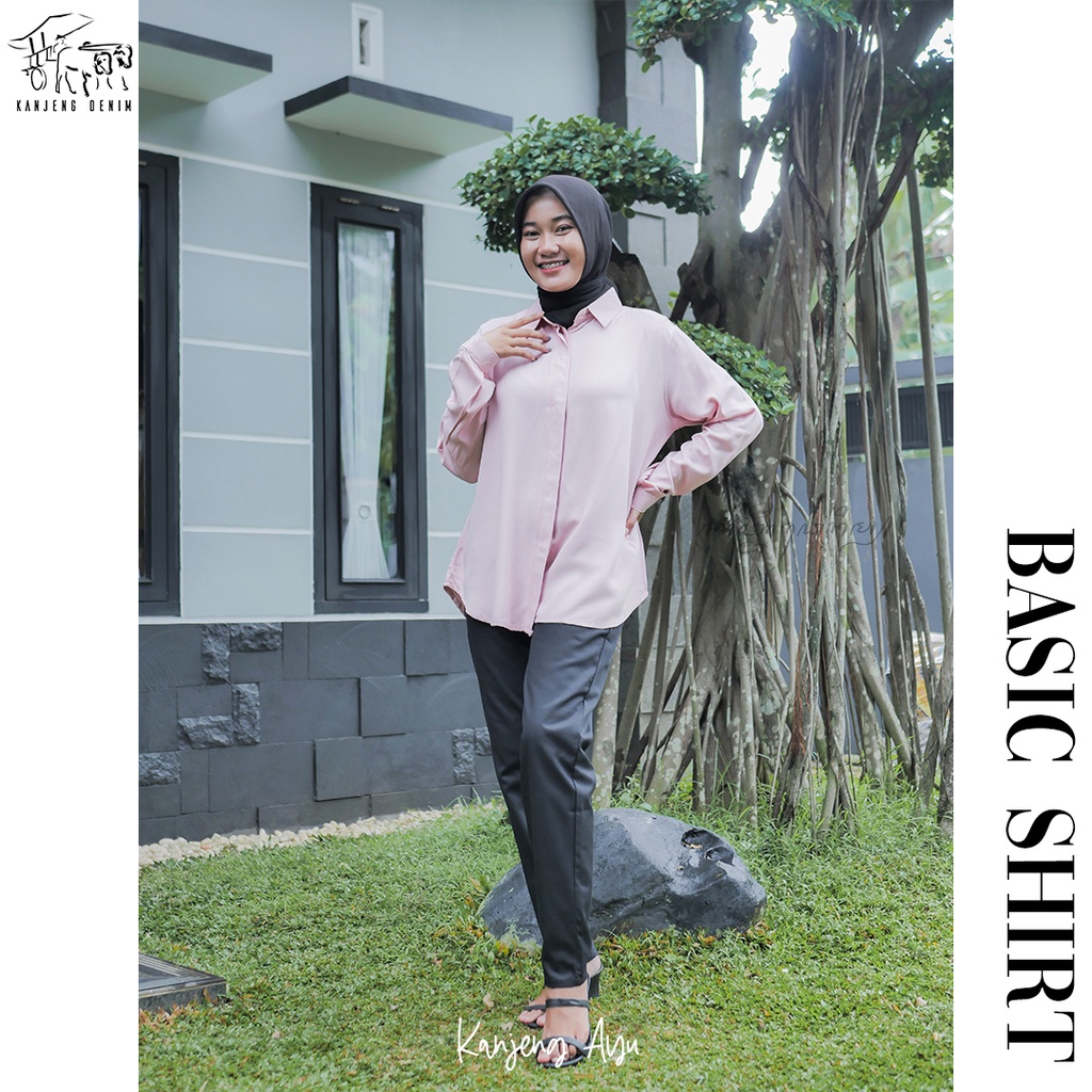 Kemeja Wanita Basic Polos Rayon Twill Premium