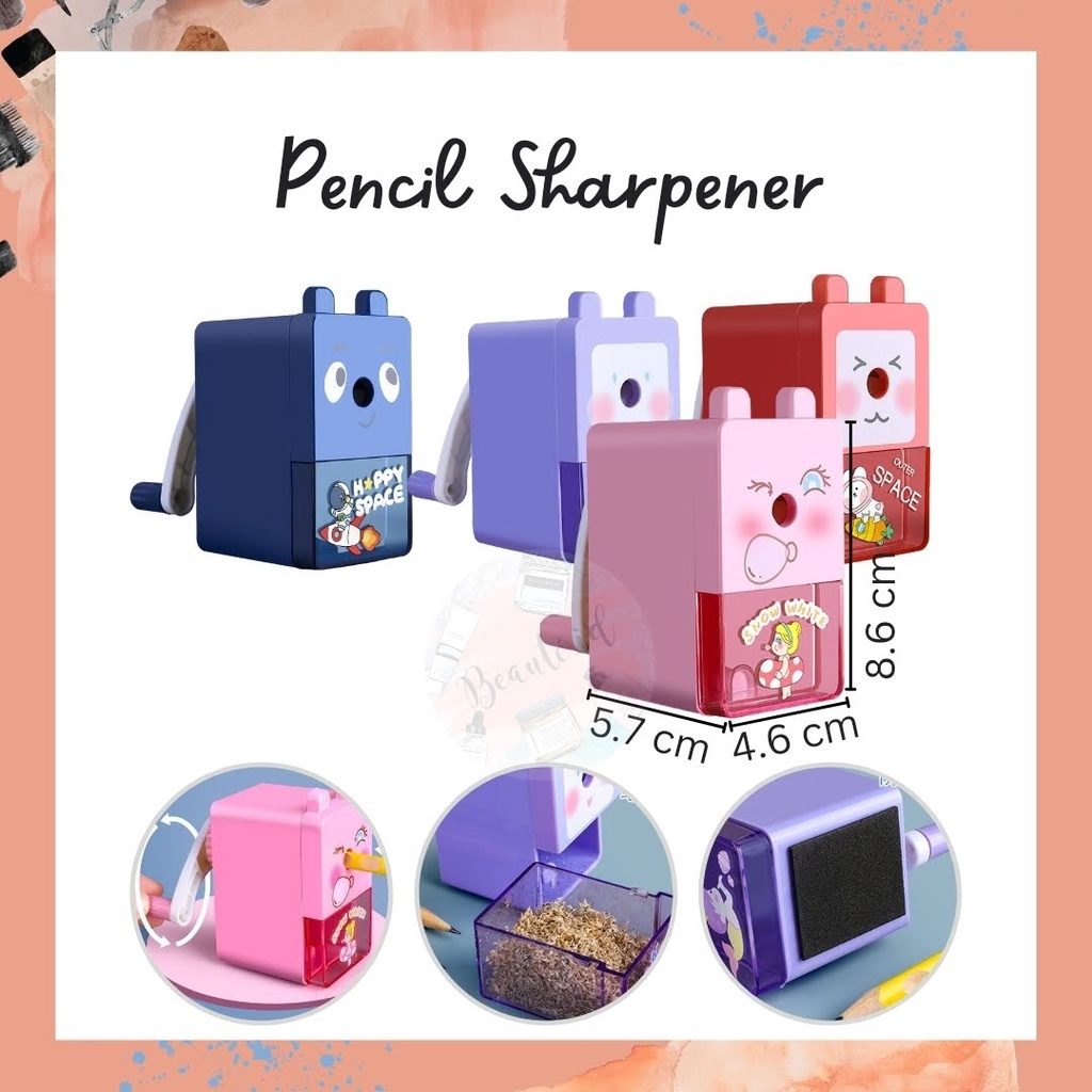 Rautan Mekanik Serutan Putar Elektrik Premium Orotan Pensil Kayu Aman Untuk Anak anak Cowok Cewek Model Lucu Berkualitas Tajam Anti Kotor Rautan Meja Belajar Sekolah Electric Pencil Sharpener