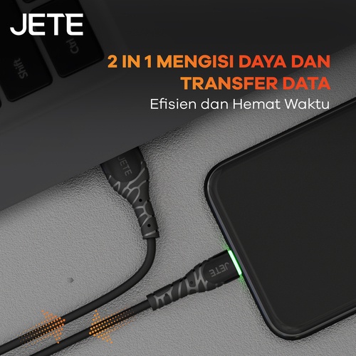 Kabel Data Kabel USB Lightning Fast Charging with LED Light JETE Tiny 5 - Garansi 2 Tahun