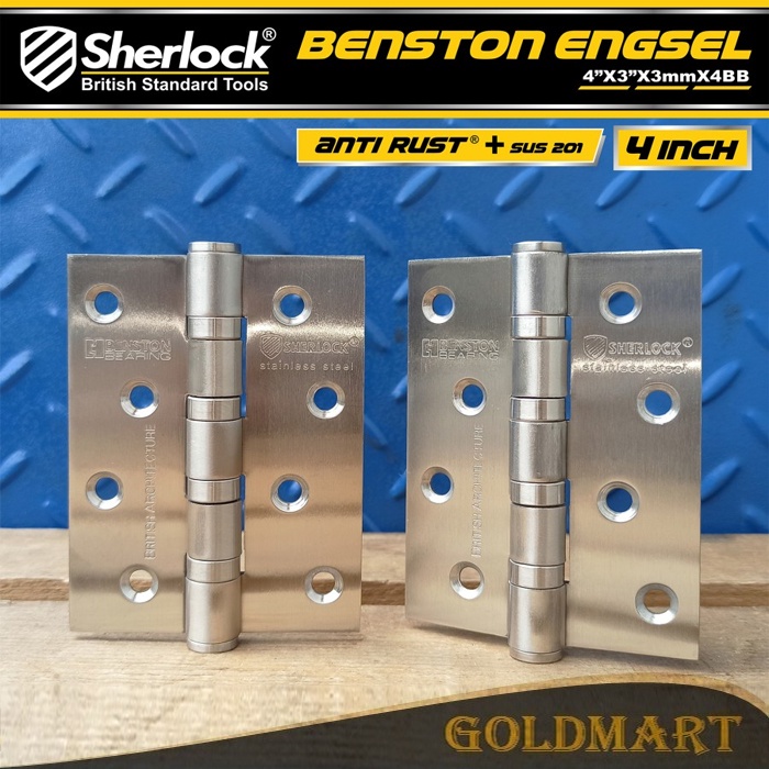 Engsel Stainless Steel 201 Ball Bearing Original Sherlock Engsel Pintu 4 inch