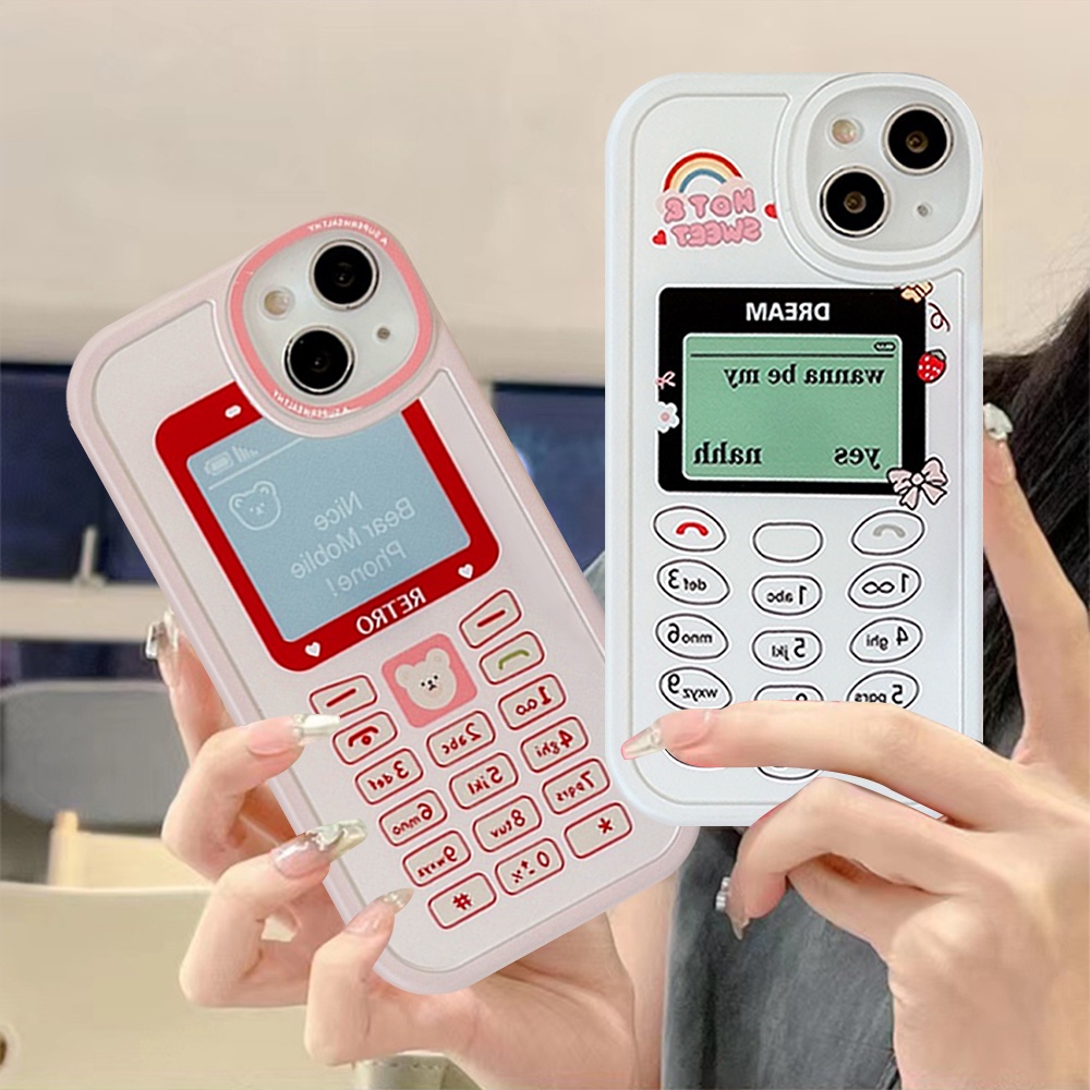 Kartun Lucu Beruang Nokia Telepon Tombol Case Realme C53 C55 10 Pro Plus C31 C35 C21Y C25Y C12 8i 9i C15 C116i C25s C25 C17 C20 5 8 C20A C3 6s 8pro C21 7i 6 5i 5s Silikon Lembut Sarung