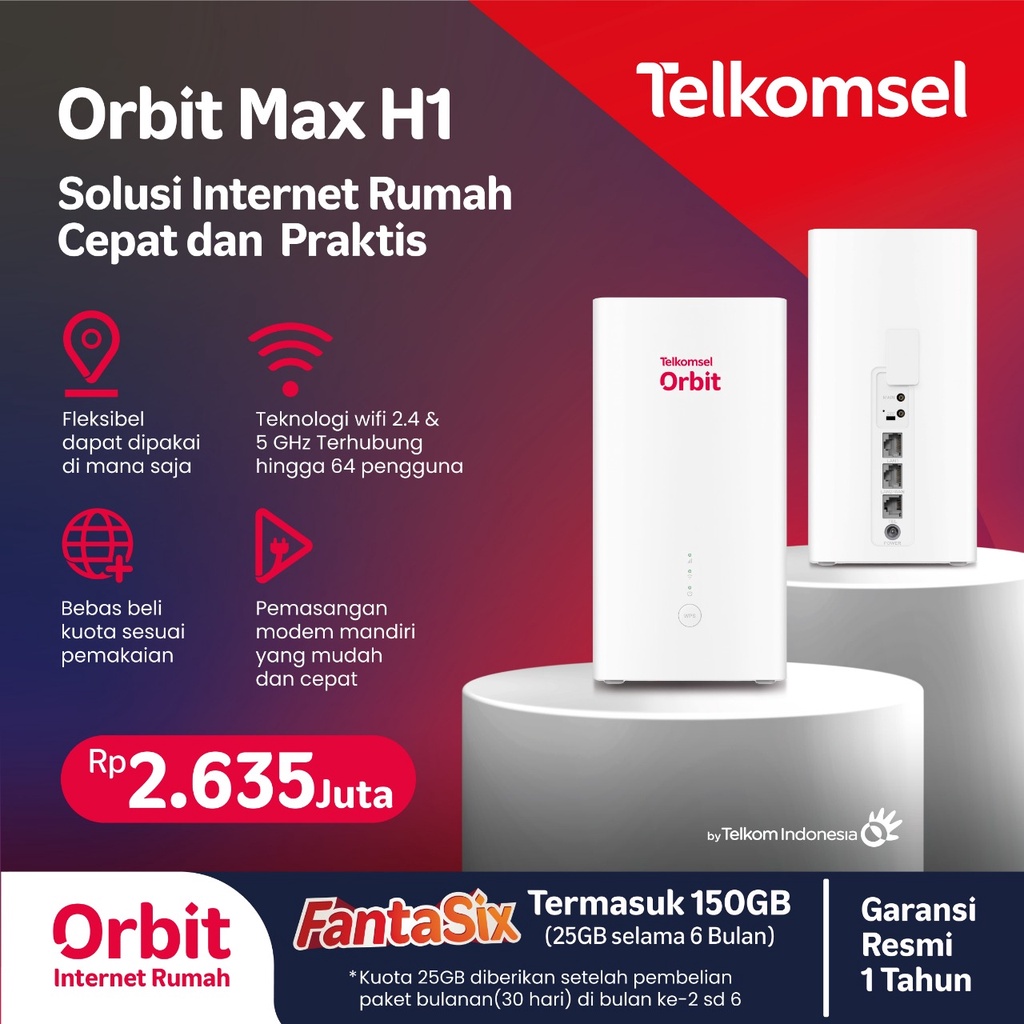 Telkomsel Orbit Max H1 B628 Modem WiFi LTE 4G CAT12 High Speed
