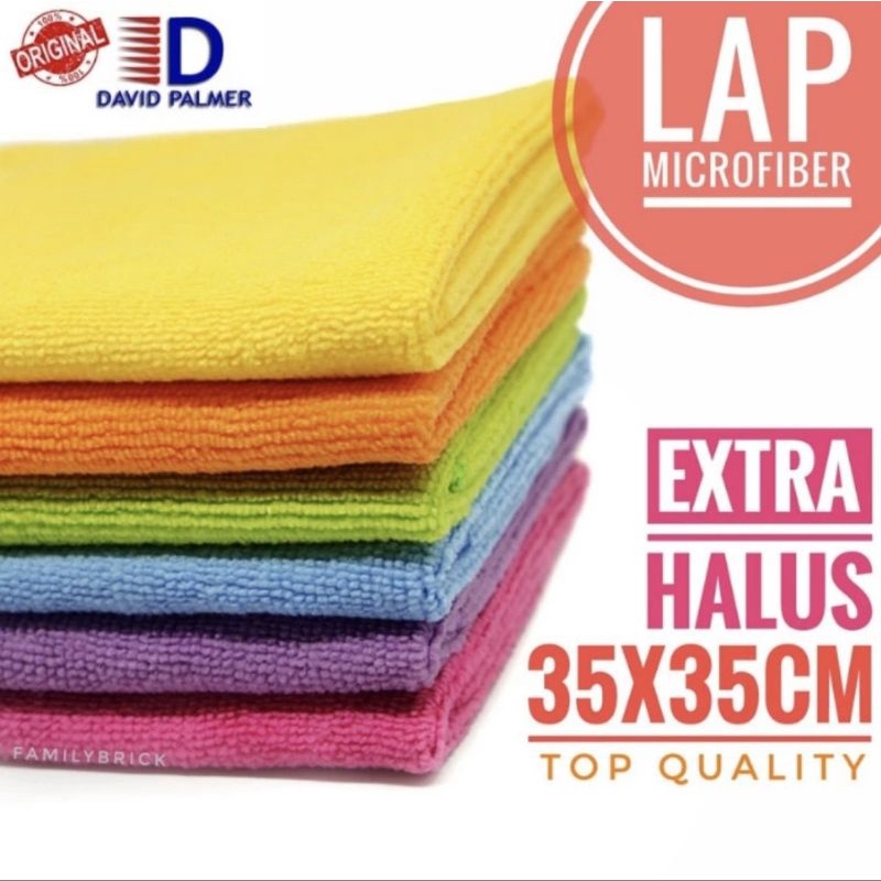 365-Kain Lap Microfiber Mikrofiber DAVID PALMER 35X35Cm Serbet Meja Dapur Mobil Serbaguna