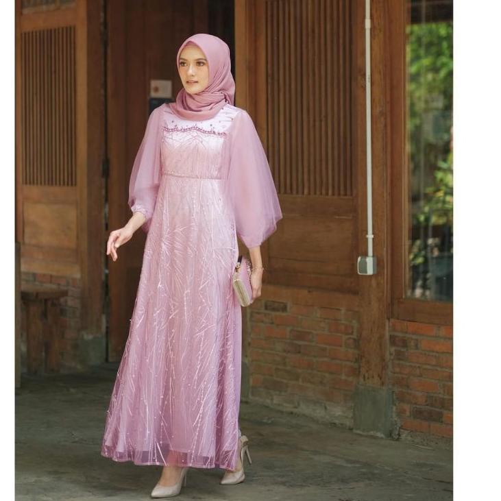 Stok Terbaru TERMURAH LUNA DRESS BROKAT KOMBINASI / FASHION MUSLIM WANITA / GAMIS BROKAT TERBARU