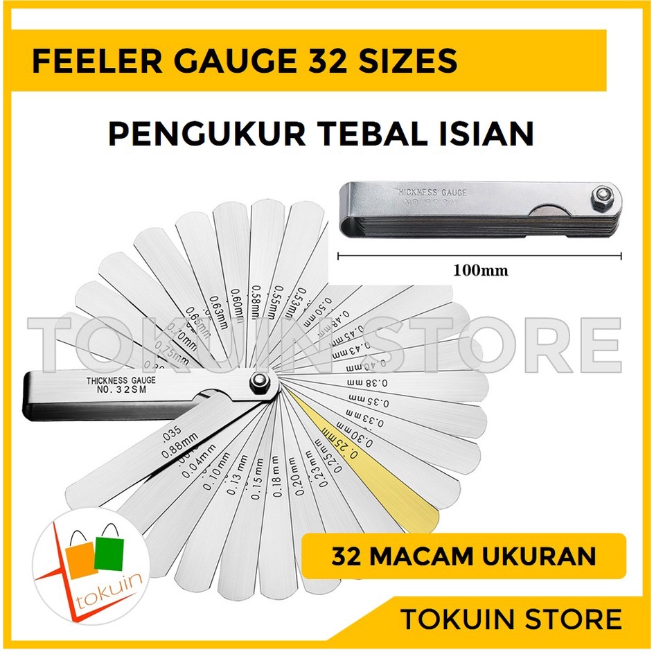 Filler Feeler Gauge 32 Blade Alat Ukur Ketebalan Celah Klep Isian Besi