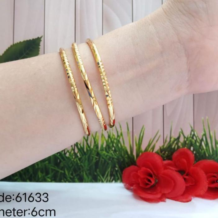 Diskon✔️3 PCS GELANG KRONCONG TITANIUM ANTI KARAT LAPIS EMAS 24K (KUALITAS SUPER)|SQ5