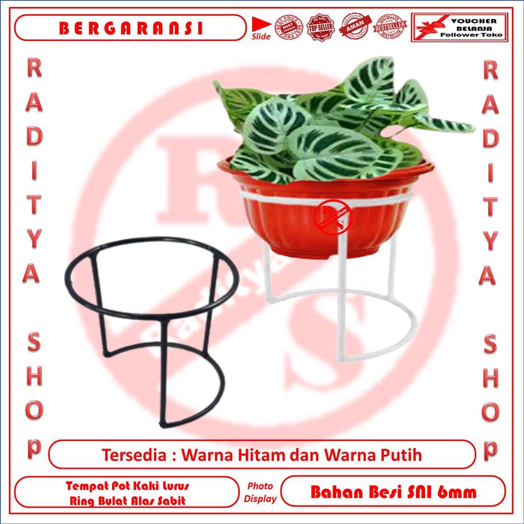 Tempat Pot Dari Besi Ring Bundar Alas Sabit Kaki Lurus | Raditya Shop | Standing Aquarium Bulat | St