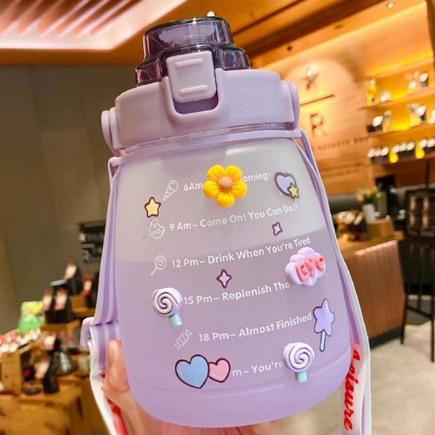 O0K5 YGS - E104- Botol Motivasi lucu 1.4L  / Botol Minum Penanda Waktu 1400ml / Botol Viral Lucu 1.4