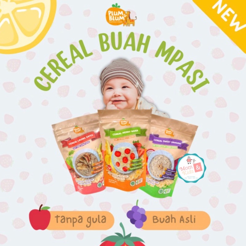 Plum &amp; Blum Cereal Buah MPASI Pisang Apel Kurma | Sereal Oat Bubur Bayi