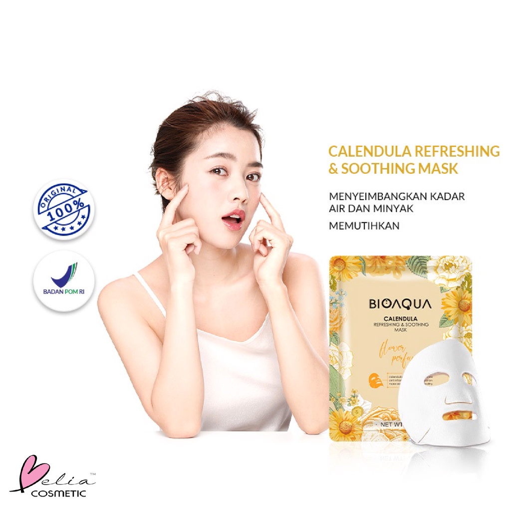 ❤ BELIA ❤ BIOAQUA Sheet Mask Master Series Plant | Flowers | Fruit | Eye Mask | Facial Mask Brightening Glowing Moisturizing Skin Care | Hydrating Essence Face Mask Brightening Anti Acne Jerawat | Honey Vitamin C Masker Wajah Muka Pelembab Kulit Cosmetics-BA S_Mask Calendula