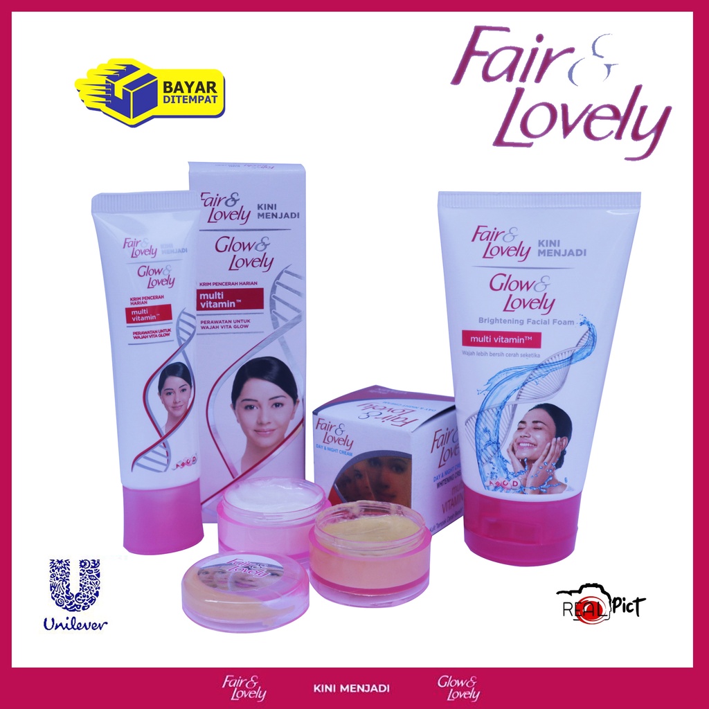 Paket Fair &amp; Lovely 4in1 - Facial Foam 50g + Cream Susun Day &amp; Night Cream Fair &amp; Lovely + Pelembab / Paket Fair&amp;Lovely Original BPOM