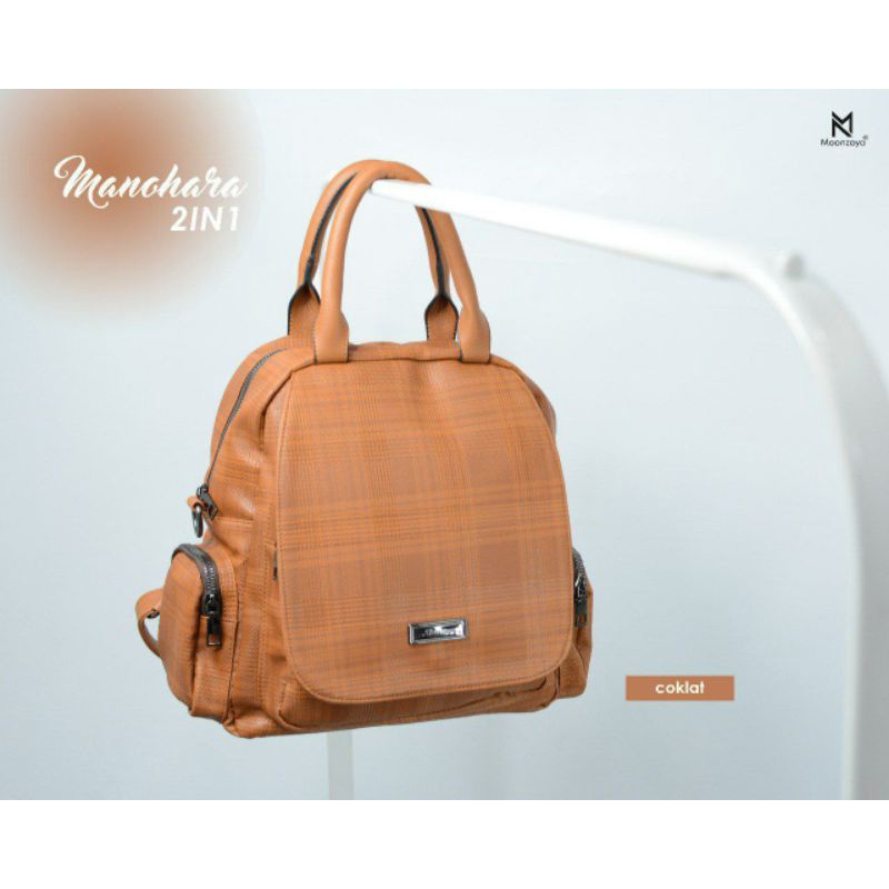 RANSEL WANITA TAS GENDONG MOTIF KOTAK ELEGAN REMAJA DEWASA TERBARU FREE SLING BAG KEREN SELEMPANG BA