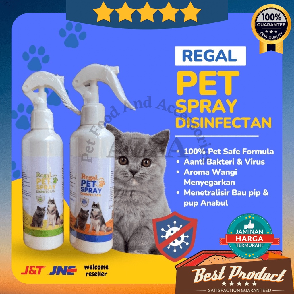 Disinfektan kucing anjing Ampuh Basmi Virus Bakteri dan Kuman Aman Terjilat Bebas Alkohol / PET DISINFECTANT REGAL Hewan Peliharaan ALCOH OL FREE