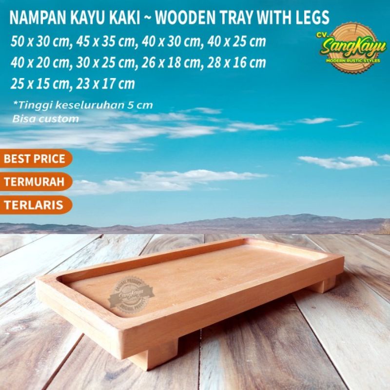 Nampan kayu kaki wooden tray with legs kotak penyimpanan kayu baki