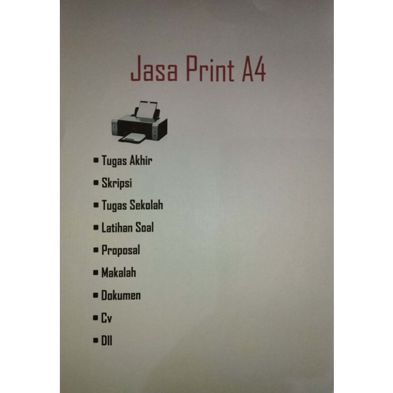 

Jasa print A4, Dukumen, Skripsi, Proposal, Makalah, Dll