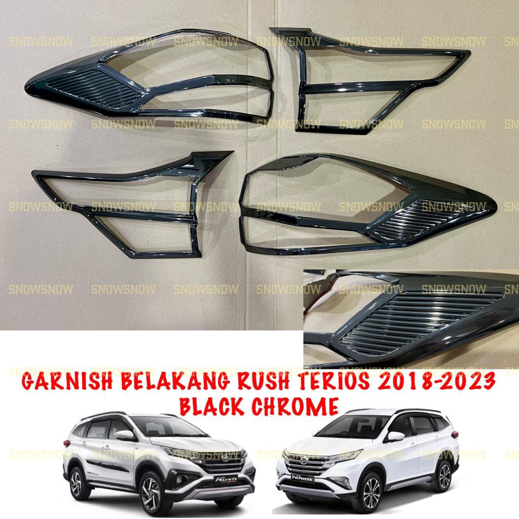 Garnish Lampu Belakang All New Rush Terios 2018 2022 2023 GR SPORT Black Chrome