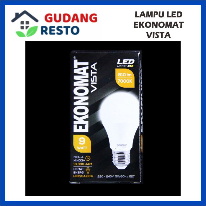 9W LAMPU EKONOMAT VISTA BOHLAM LED 9 W WATT 810LM PUTIH 7000K BULB BOLA LAMPU TERANG MURAH