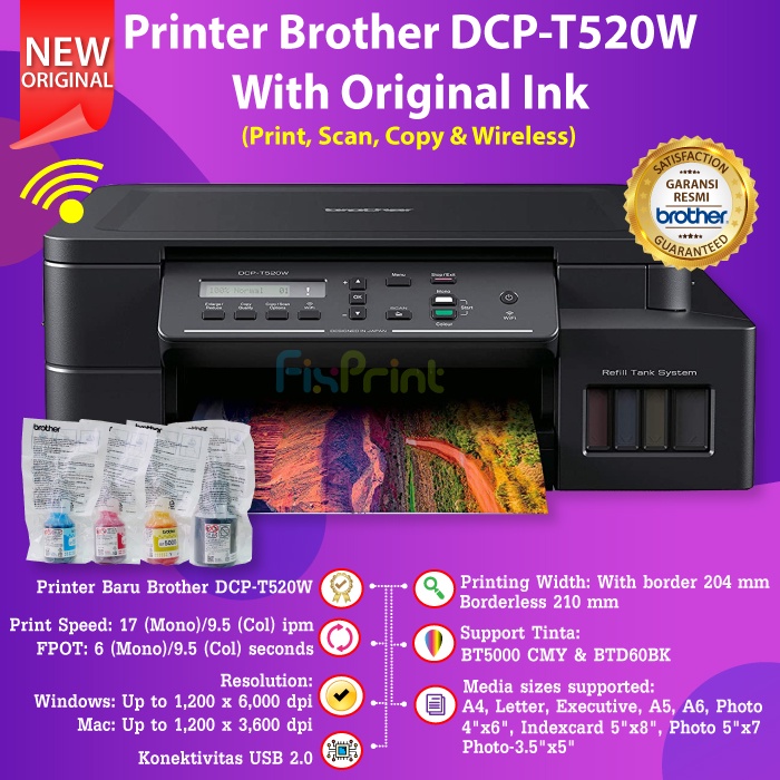 Printer Brother Ink Tank DCP-T520W New