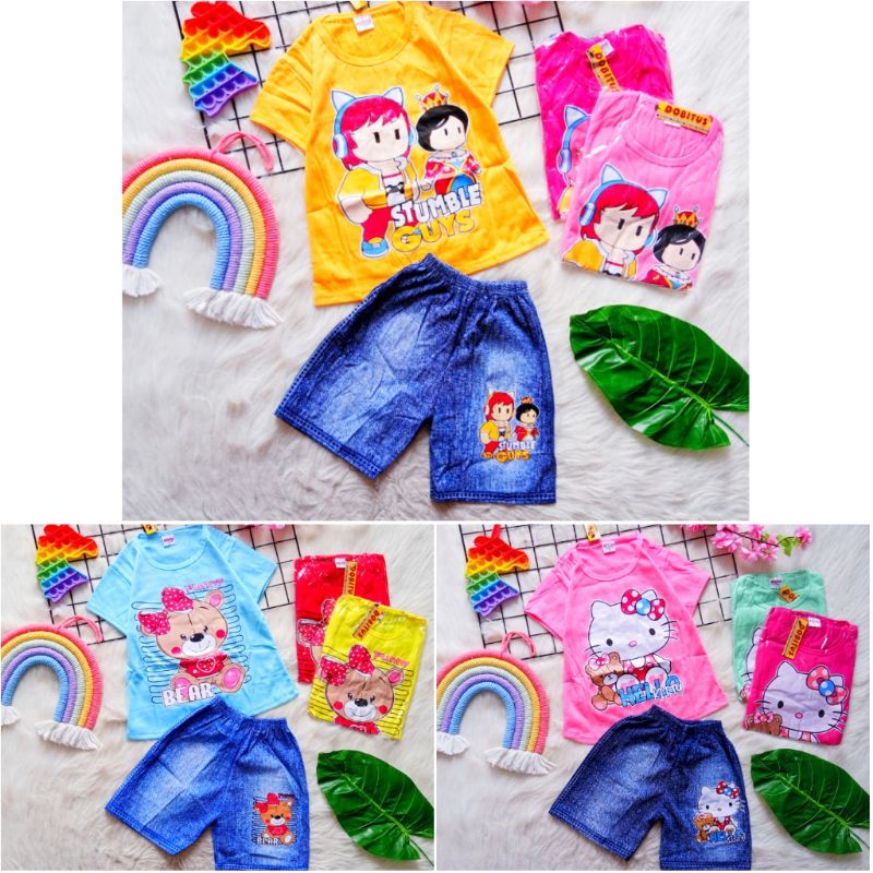 GROSIR DOBITUS @23k setelan anak perempuan SUPPLIER BAJU ANAK  MURAH  setelan dobitus cewek