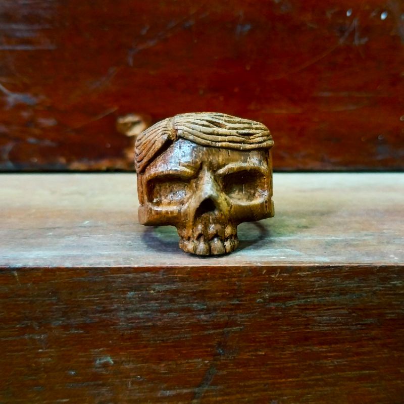Ring Skull Cincin Ukir Kayu Skull Ring