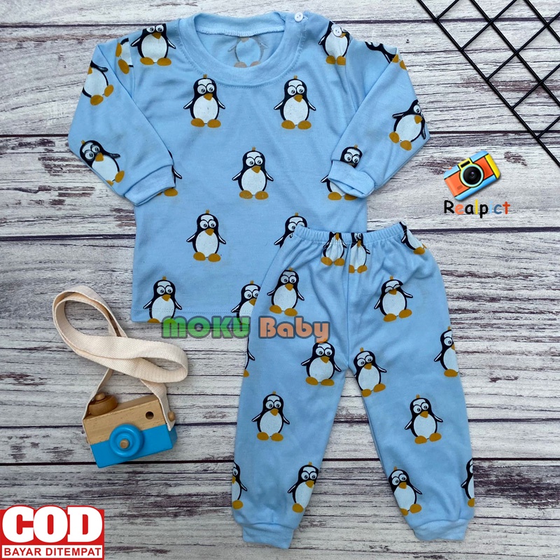 Setelan Baju Bayi Setelan Baju Bayi Motif Pinguin Usia 3-12 Bulan Almeera Baby and Kids