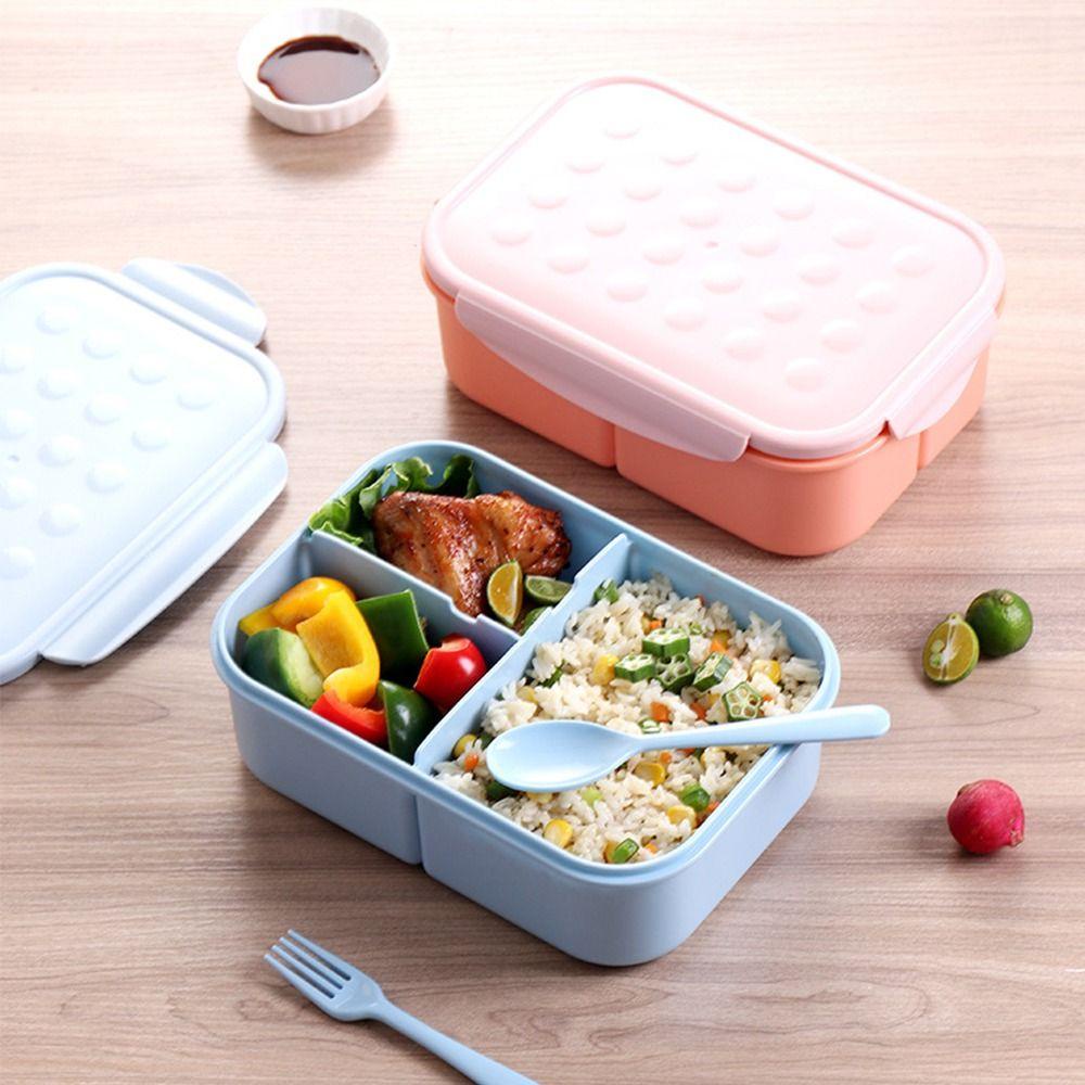 Top Lunch Box Portable Rectangle Grid 3susun Wadah Makanan Gird