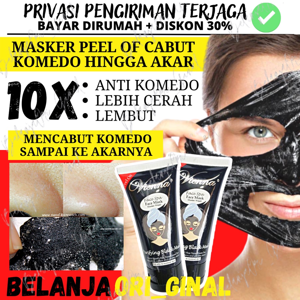 MASKER PEEL OFF - CHARCOAL MASK - VIENNA FACE BLACK MASK PEEL OFF PURIFYING MUD 50ML- BLACK MASK VIE