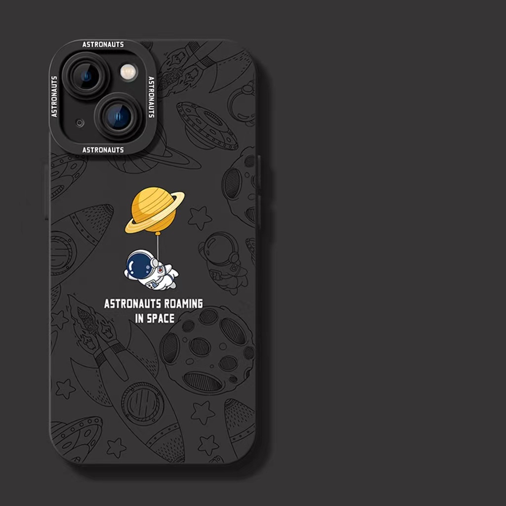 Case Motif Planet Astronot Untuk iPhone 14 14pro 14Plus 14prm 13 13pro 13pro 11 7Plus 8Plus Xr XS 12pro Max