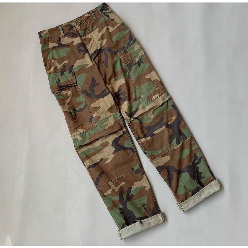 Trousers US Army Woodland camouflage Celana cargo panjang loreng military