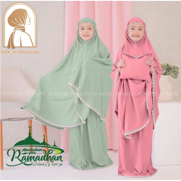 FashionTasikmaya -  Mukena Anak PEREMPUAN Umur 2 - 7 Tahun Bahan Adem Mukena Anak Polos Bahan Katun 