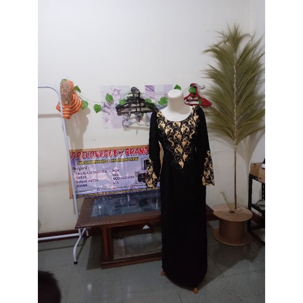 GAUN PESTA ELEGANT BLACK GOLD