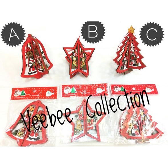 *$*$*$*$] Mainan kayu natal/gantungan pohon kayu/hiasan pohon natal