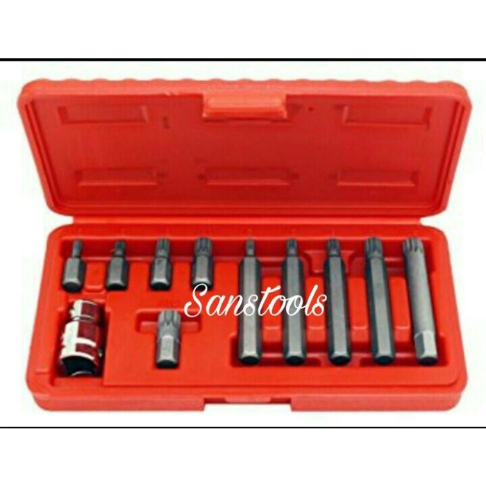 Spline Bit Socket Set 11Pcs / Mata Kunci Sock Bit Segi 12 Taiwan 1/2"